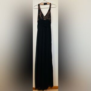 B. Smart Classic Nude Lace Black Halter Maxi Dress Size 6